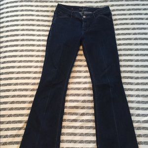 White House Black Market dark wash flares